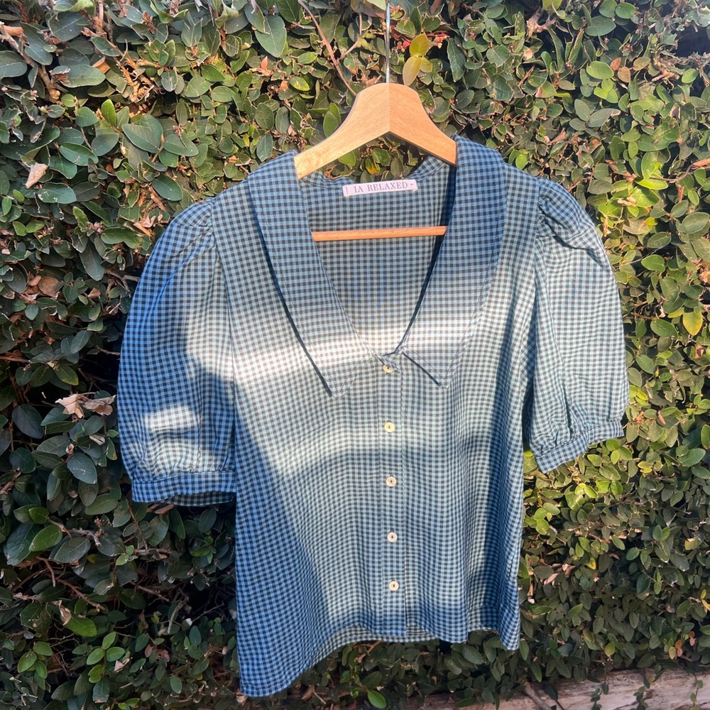 Blue Gingham Women's Top